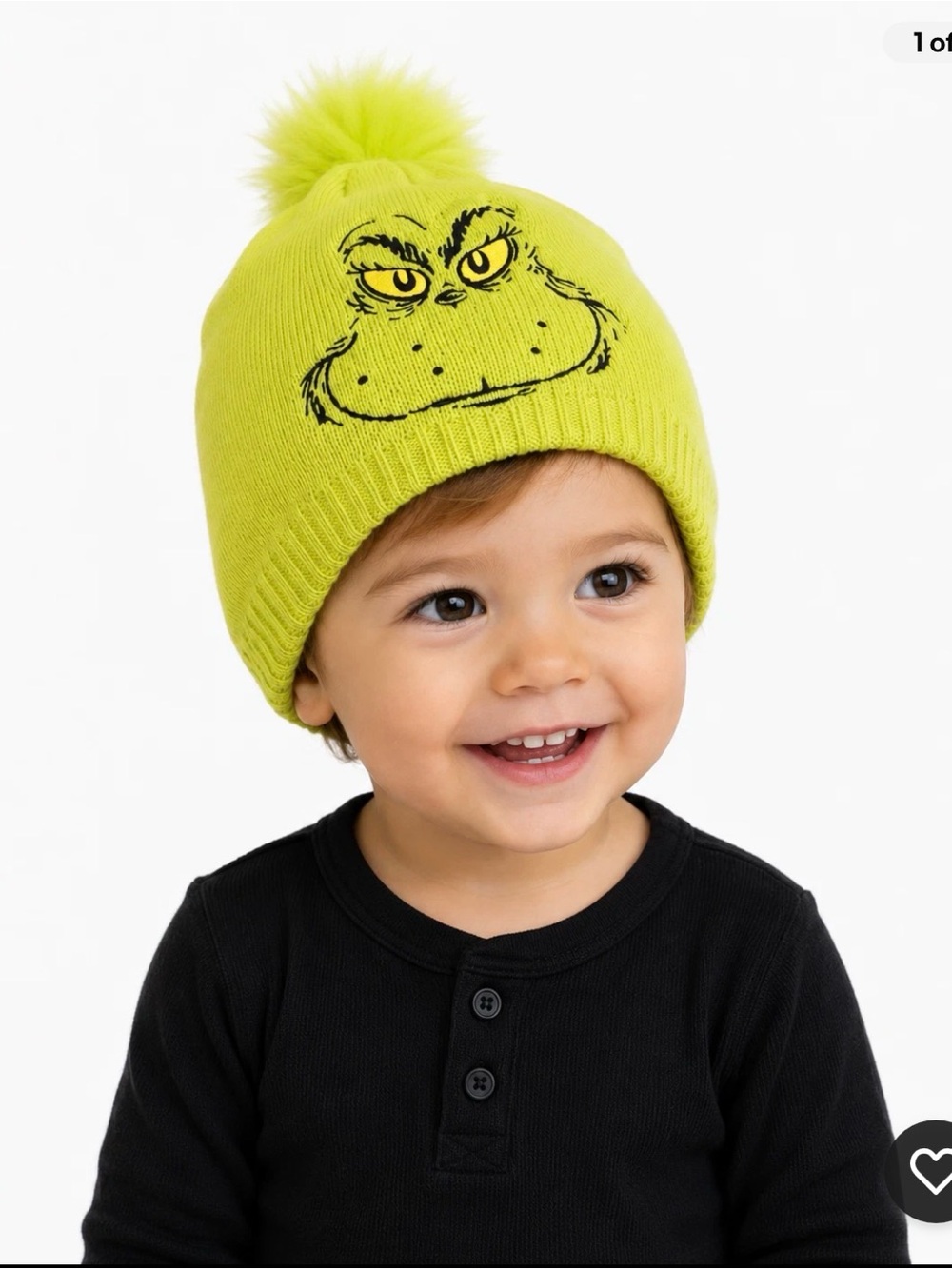 Kids Lime Green Grinch Pom Beanie Hat